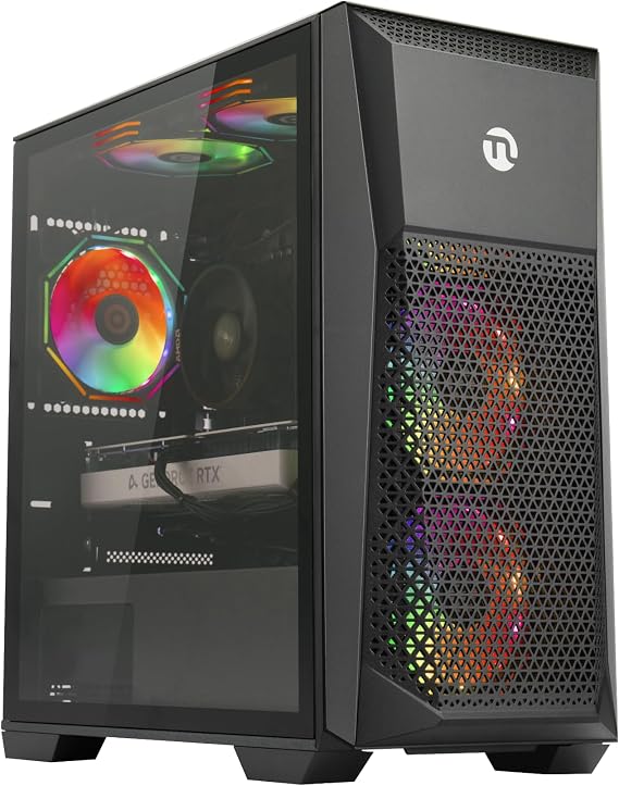 NINGMEI Gaming PC,AMD Ryzen 5 5500 4.2 GHz,GeForce GTX 1660 Super 6GB Desktop Computer,1TB NVMe SSD,16GB DDR4 3200MHz, Air Cooled Prebuilt,650W PSU,Windows 11 Home & AI Powered Gamer PC