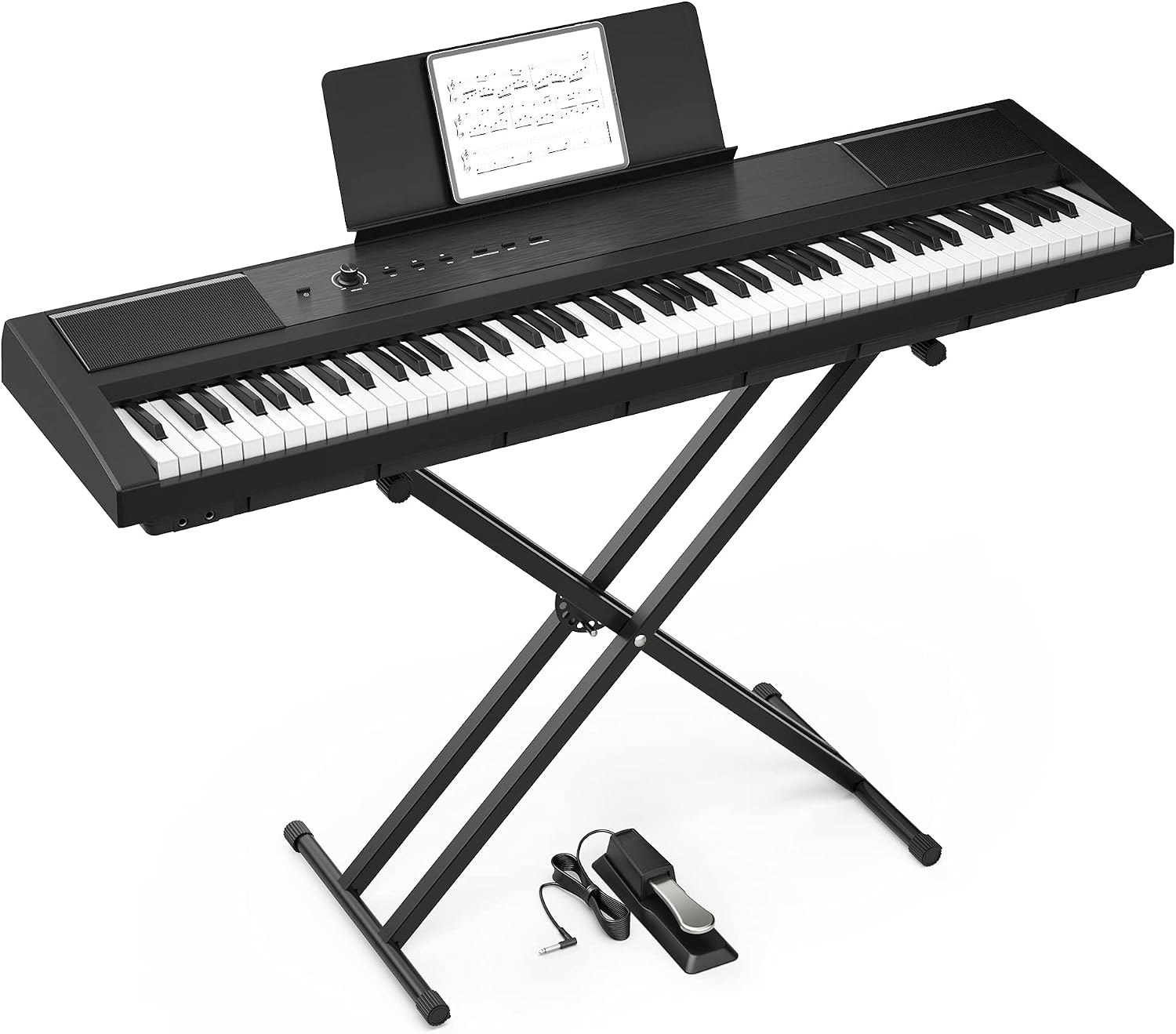 88 key Full Size Digital Piano for BeginnersExperienced Portable Electric Piano with Semi Weighted Keyboard,X-Style Stand,Headphone,Sustain Pedal,Music Sheet Holder