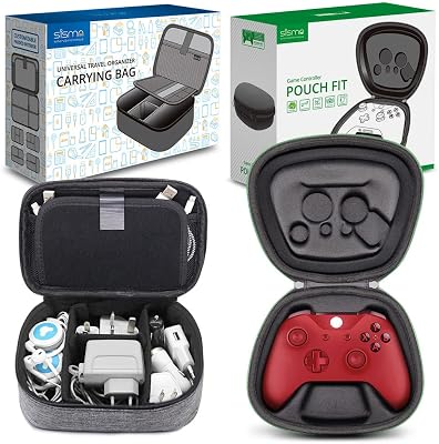 sisma Charging Cords Chargers Battery Travel Organizer Grey  Xbox One X|S Wireless Controller Travel Case Black