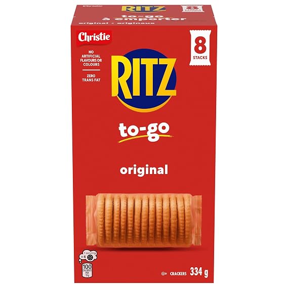 RITZ To-Go Original Crackers, Pack of 8 individually wrapped cracker stacks, 334g, Portable Format, Convenient On-The-Go Snack, Lunchbox & Travel Snack