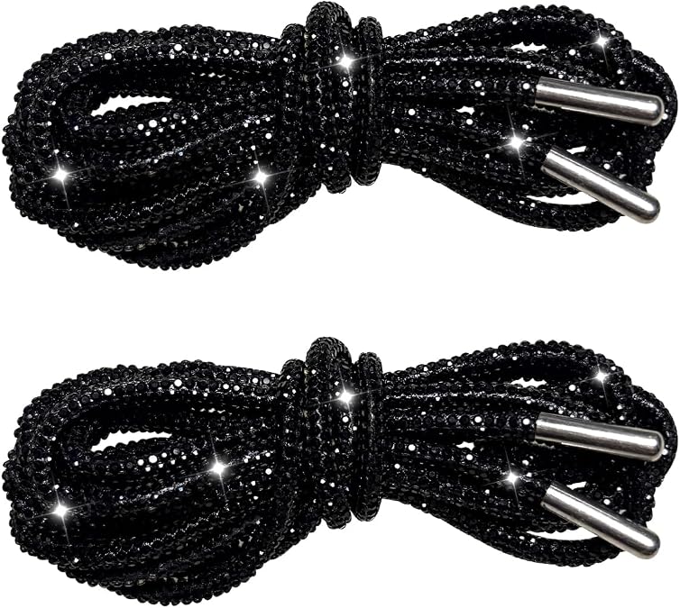Bling Shoe Laces for Sneakers & Concert Outfits - 2PCS Rhinestone Sparkle Laces, Metallic Glitter Rope
