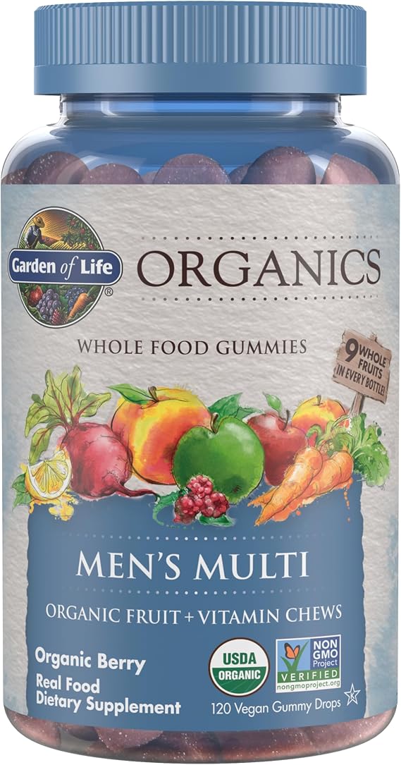 Garden of Life Organics Men's Multivitamin Gummies, Berry, 120 Gummies