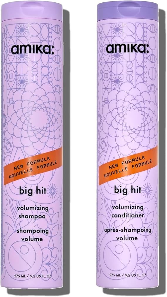 amika Big Hit Volume Duo - Big Hit Volumizing Shampoo & Conditioner (275ml), Weightless Volume & Moisture for Fine to Medium Hair