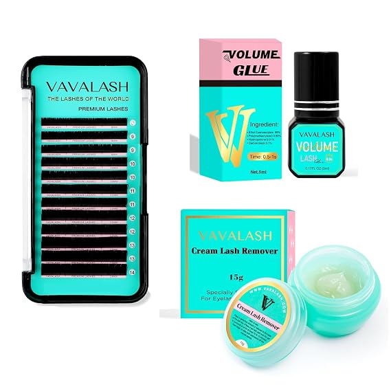 VAVALASH Lash Extensions 0.05-D-8-14mm + Professional Volume Lash Extension Glue 5ml+Lash remover