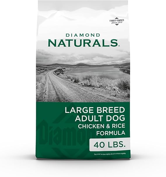 Diamond Naturals Large Breed Adult Dry Dog Food Chicken and Rice Formula with Protein from Real Chicken, Probiotics and Essential Nutrients to Support Balanced and Overall Health in Adult Dogs 40lb
