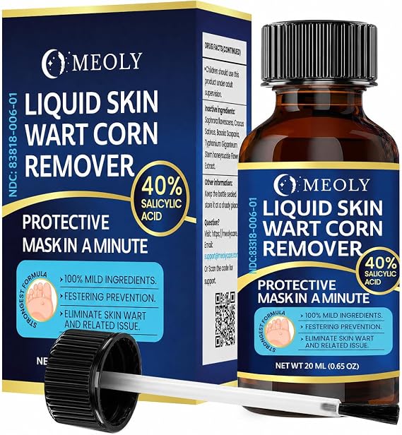 MEOLY Fast-Acting Wart Remover: 40% Salicylic Acid Wart Remover Maximum Strength for Plantar Wart, Corn Men and Women 0.65 oz