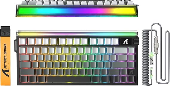 ATTACK SHARK R85 HE 75% Magnetic Wired Gaming Keyboard,8KHz Polling Rate Rapid Trigger,0.005mm RT Precision,256K Scan Rate,Custom Hot-Swappable,Web Driver PC Keyboard for Gamer/Win/Mac,Black Gradient