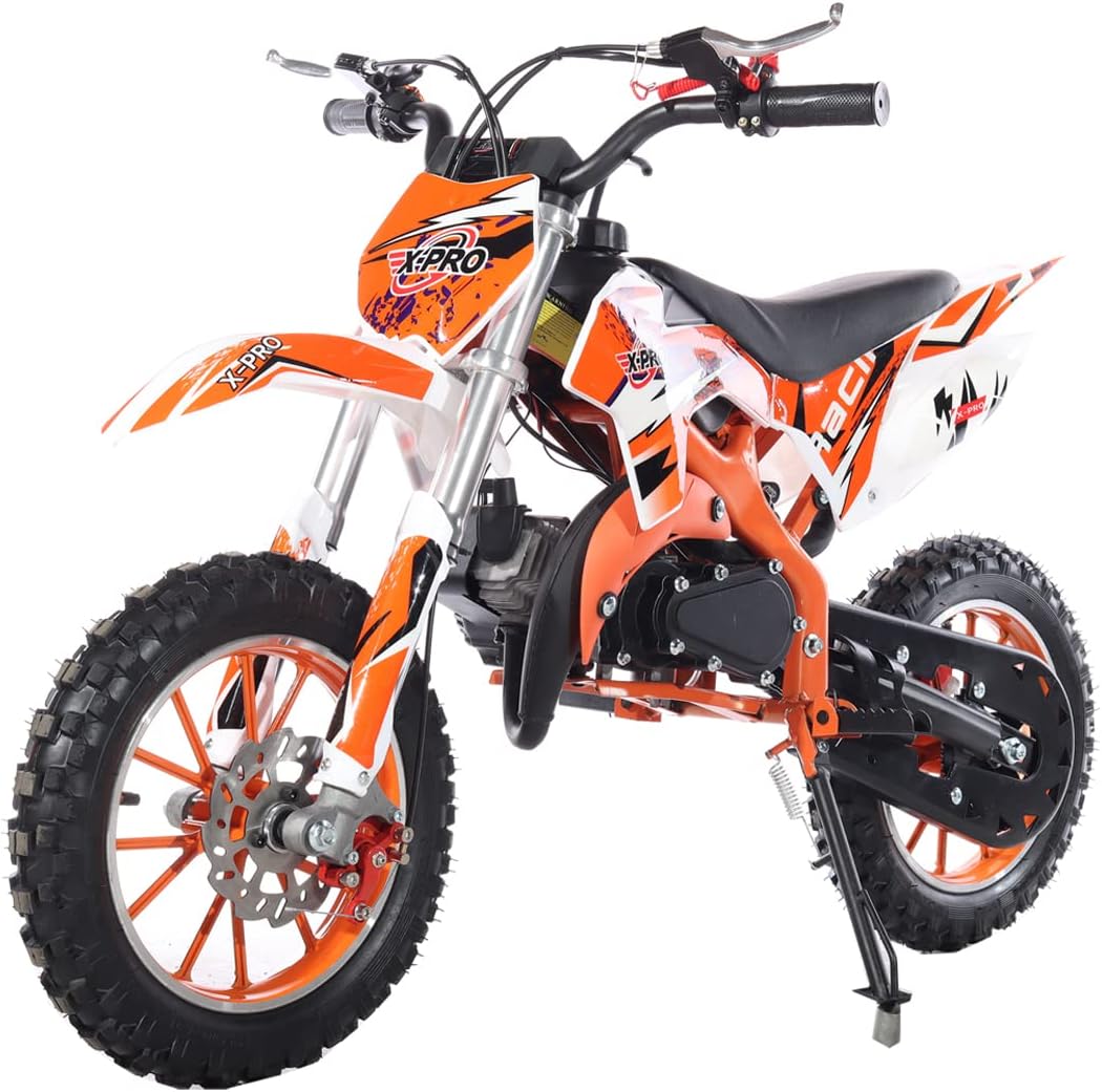 X-PRO X1 50cc Kids Mini Dirt Bike Gas Power 2-Stroke 50cc Off Road Pit Bike, Pull Start Orange