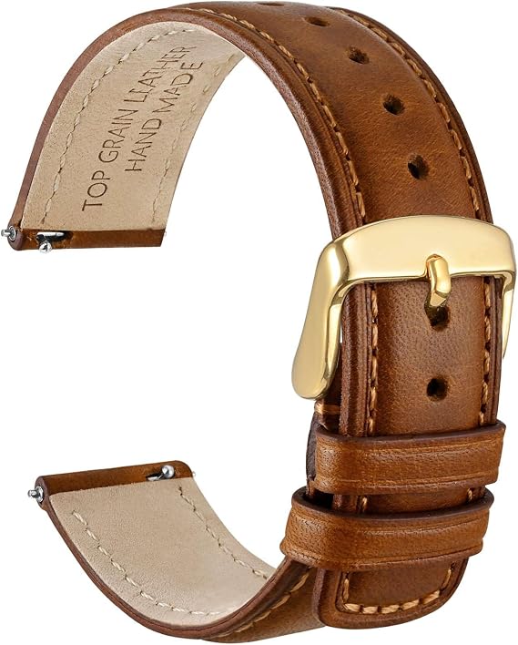 WOCCI Quick Release Watch Strap for Men and Women, Vintage Top Grain Leather, Band Width 18mm 19mm 20mm 22mm 24mm