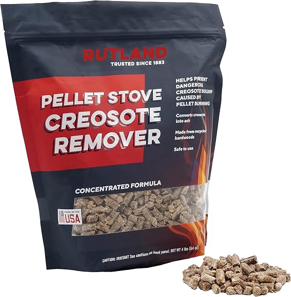 Rutland Products Pellet Stove Creosote Remover, Chimney & Flue Cleaning Wood Pellets, 4 Pound Bag