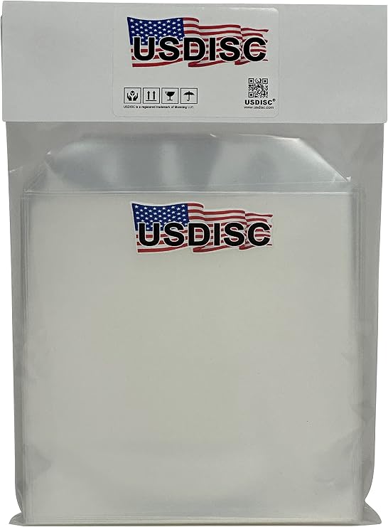 USDISC Storage Pockets 6 x 6, Flap, 4mil Stamp, Die & Stencil, Clear, Pack of 50