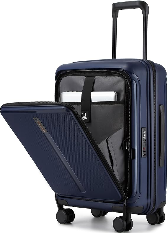 20 Inch Hardside Carry On Luggage Laptop Compartment, Expendable Suitcase | 22x14x9 Airline Approved, TSA Lock, lightweight PP Hard Shell, Front Opening,8 Rolling Wheels,for Business Travel