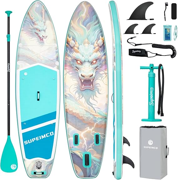 Inflatable Stand Up Paddle Board - Upgraded Glue-Free Hot Melt Technology, Long Service Life, 10'6", Anti-Slip EVA Deck, Full SUP Accessories, Included for Adults Youth All Skill Levels
