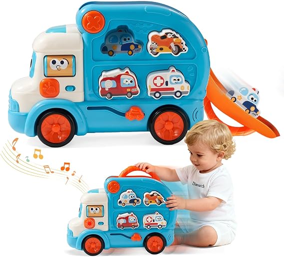 Dimoarch Toddler Bus Toy for 1-3 Year Old Boys Girls