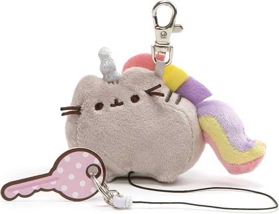 GUND Pusheen the Cat Pusheenicorn Retractable Key Holder, Unicorn Plush Keychain For Ages 8 and Up, 3