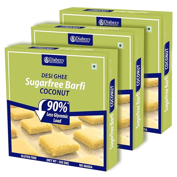Diabexy Desi Ghee Barfi for Sugar Control (Coconut, Pack of 3 Boxes)
