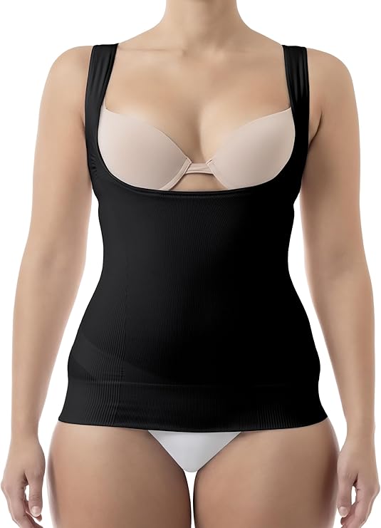 Farmacell Open-Bust Shapewear Tank Top for Women, Seamless Tummy Control Underwear, Made in Italy, 606