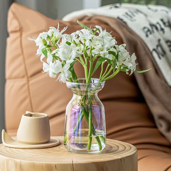 Gute Glass Vases for Decor,Modern Iridescent Flower Vase Centerpiece,5.9in