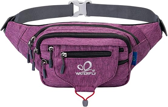 WATERFLY Large Fanny Pack Waist Bag: Multipocket Woman Man Waist Pack Runner Hip Pouch Purse Belt Bag Water Resistant Bum Bag Fit All Phones for Walking Jogging Running Cycling Travelling Hiking