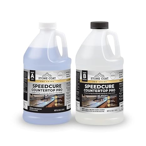 Speedcure Countertop PRO (1 Gal) Ultra-Fast Curing Epoxy Resin for 1-Day Professional Countertop Installs, UV Stable, Durable Finish for Residential and Commercial Projects