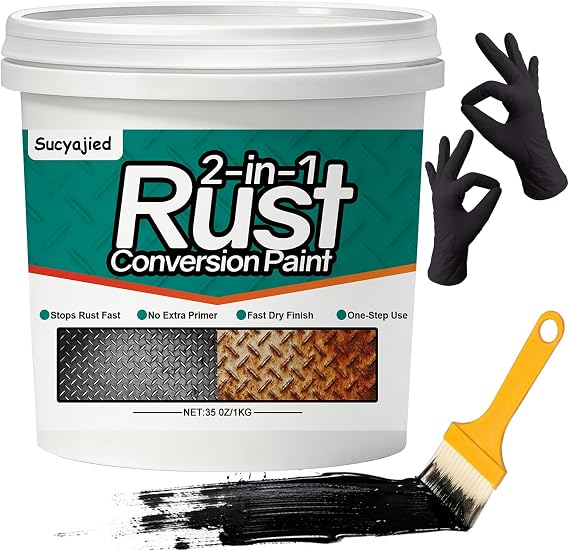 2-In-1 Rust Converter, Metal Paint for Primer, 35 Oz, Black