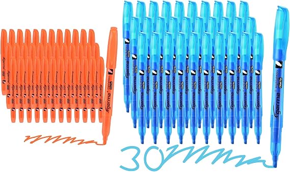 Orange and Blue Highlighters 30 Pack, Chisel Tip Highlighter Bright Color