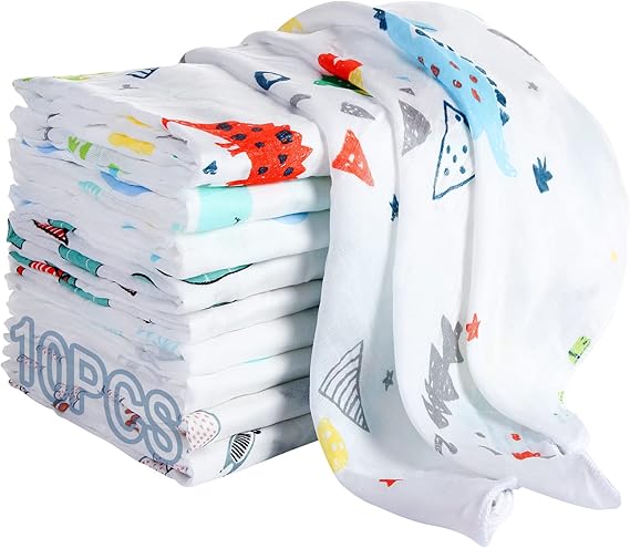 Baby Blanket, Large Muslin Burp Cloths for Baby, Boy, Gifts, Swaddles for, Newborn Essentials, Baby Muslins Pack of 10, 80x80 cm