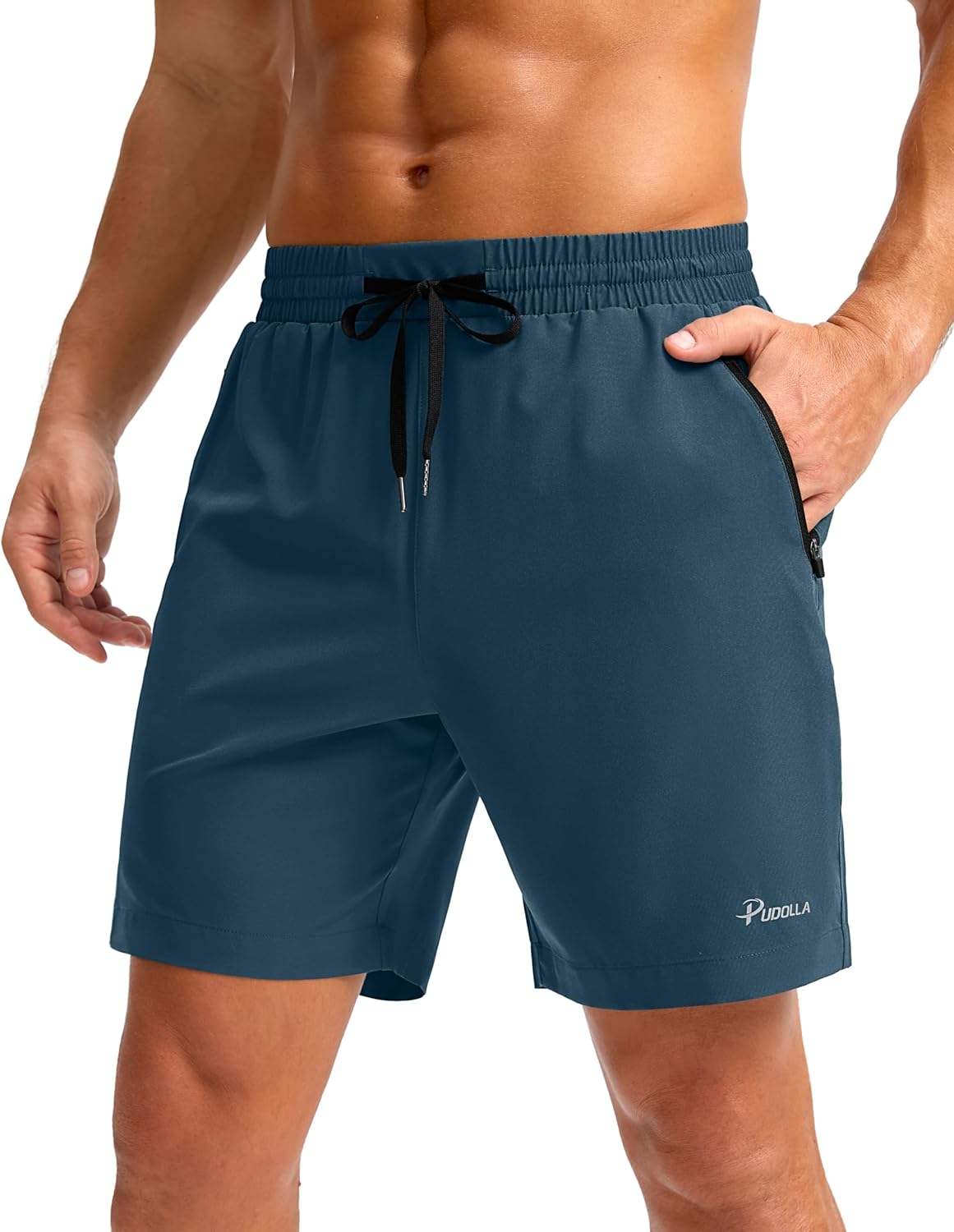 Pudolla Mens Running Gym Shorts with Zipper Pockets 57 Lightweight Quick Dry Running Workout Athletic Short