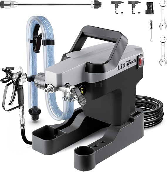 Airless Paint Sprayer, 3000PSI High Efficiency Paint Sprayer Gun,Thinning-Free,with Accessories Storage Space,with Extension & Other Accessories, Paint Sprayer for House Painting
