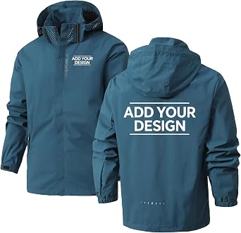 Personalized Men's Waterproof Windbreaker Jacket Custom Your Logo/Text Lightweight Windproof Outdoor Raincoat