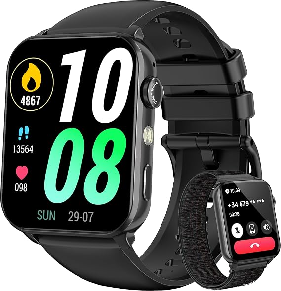 Blackview Smart Watch for Men Women, 1.91" HD Fitness Watch with LED Flashlight, Heart Rate SpO2 Sleep Stress Monitor, 120+ Sports, Waterproof Step Counter, Bluetooth Call Smartwatch for iOS Android