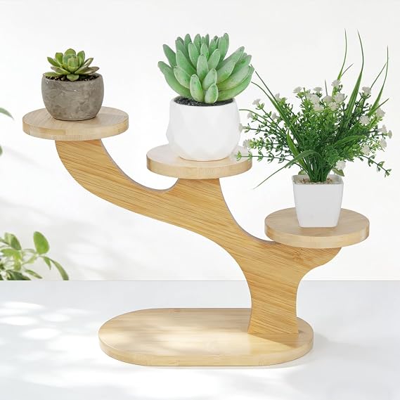 3-tier Plant Stand Indoor, Window Plant Shelves, Creative Tree Branch Wooden Plant Shelf, Small Plant Stand, Desktop Flower Shelf Holder for Window Sill, Living Room, Office