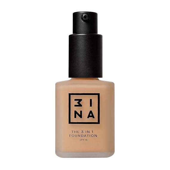 3INA The 3-in-1 Foundation Liquid Foundation with SPF 15 12-Hour, Light to Medium Coverage Skincare, Concealer, Coverage in One 201 1.01 oz