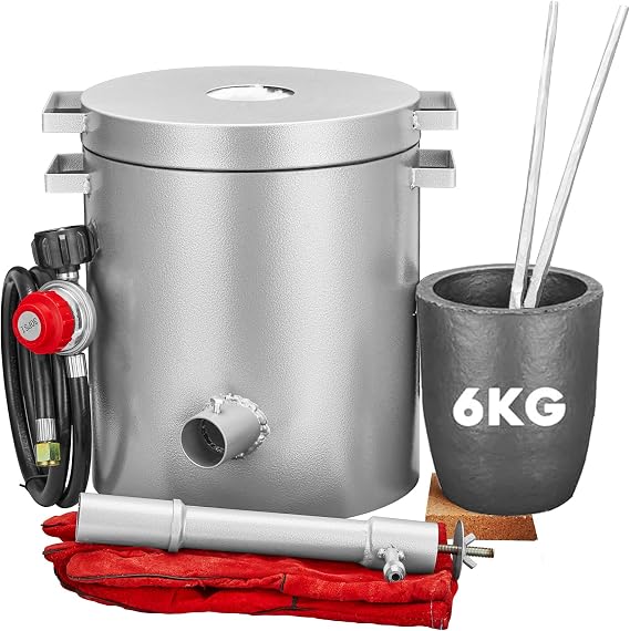 6KG Propane Melting Furnace Kit - 2700F High Capacity Smelting Furnace Kit Ideal for Scrap Metal Recycling, Gold, Silver, Copper, and Aluminum
