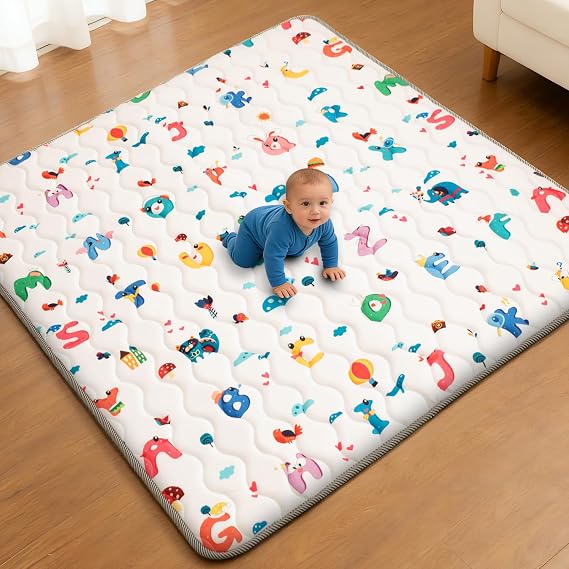 Wirhao Baby Play Mat for Floor, 50'' x 50'' Thicken Foam Soft Padded Mat for Baby, Playpen Mat for Toddlers Infant Kids, Machine Washable, Non-Slip Bottom Safe for Crawling (Alphabet)