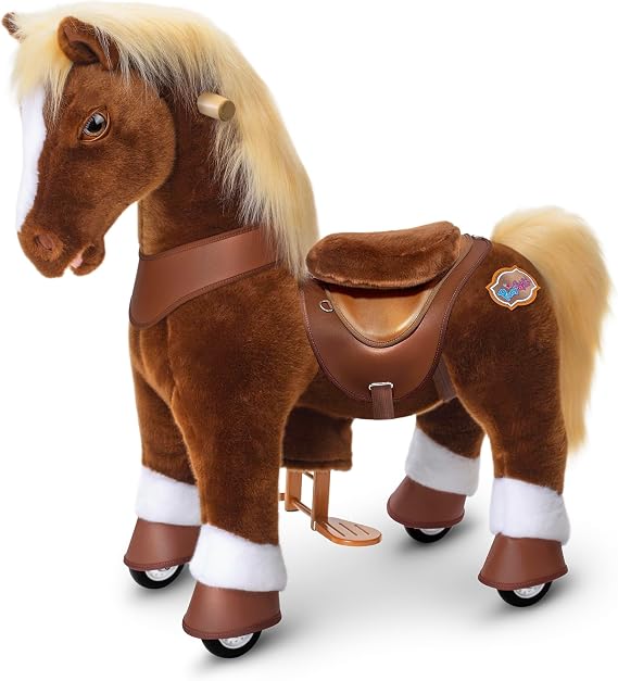 PonyCycle Ride on Pony Toys for Toddlers, Brown Mechanical Horse, Age 3-4