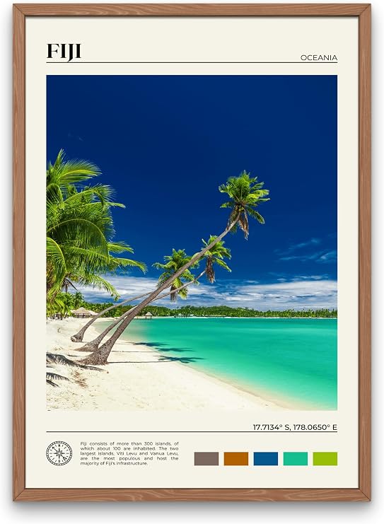 StudioUBILA Fiji Wall Art Poster, Decorative Cityscape Landscape Art Prints, Home Decor Wall Art Print for Bedroom Living Room Kitchen Decorations, Unframed