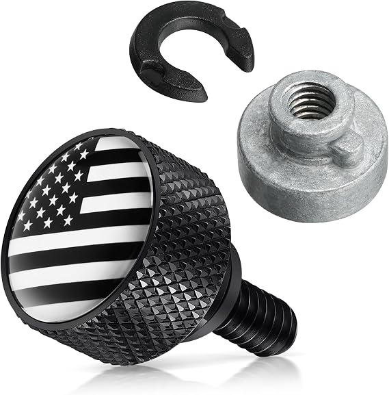 Amazicha Stainless Steel Seat Bolt Screw Nut Mount Kit American Flag Compatible for Harley Davidson Touring Sportster Softail Dyna 1996-2026 Black