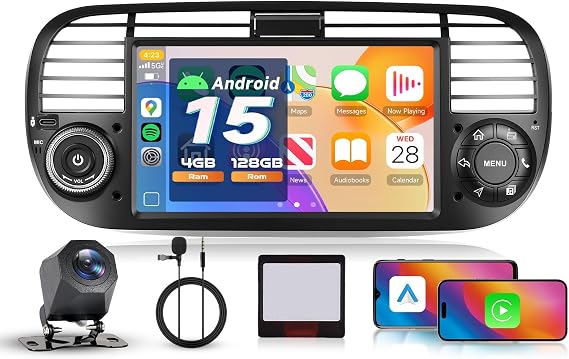 4G+128G Android 15 Car Stereo for Fiat 500 2007-2015