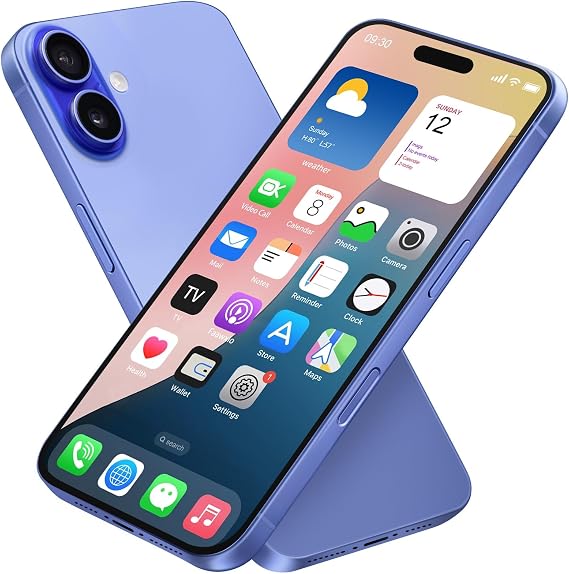 Dummy Fake Phone Model, Looks Like The RealPhone Compatible withPhone 16 Pro Max, for Cellphone Store Display or Send a ToyPhone for Kids (16,Ultramarine,The Screen is Printed with Patterns)