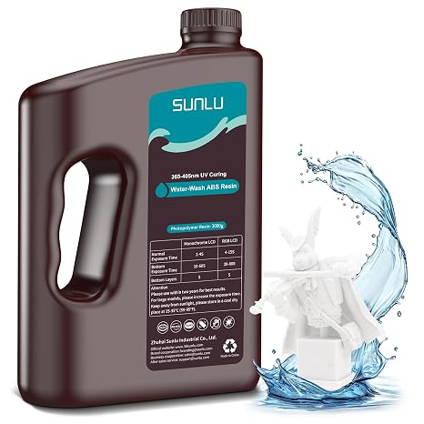 SUNLU 3000g Water Resistant ABS Plastic, Combines the Features of Water-Based Resin, Non-Brittle, High Precision, Low Shrinkage, Fast Hardening 3D Resin, for LCD DLP SLA 3D Printer, 3KG White