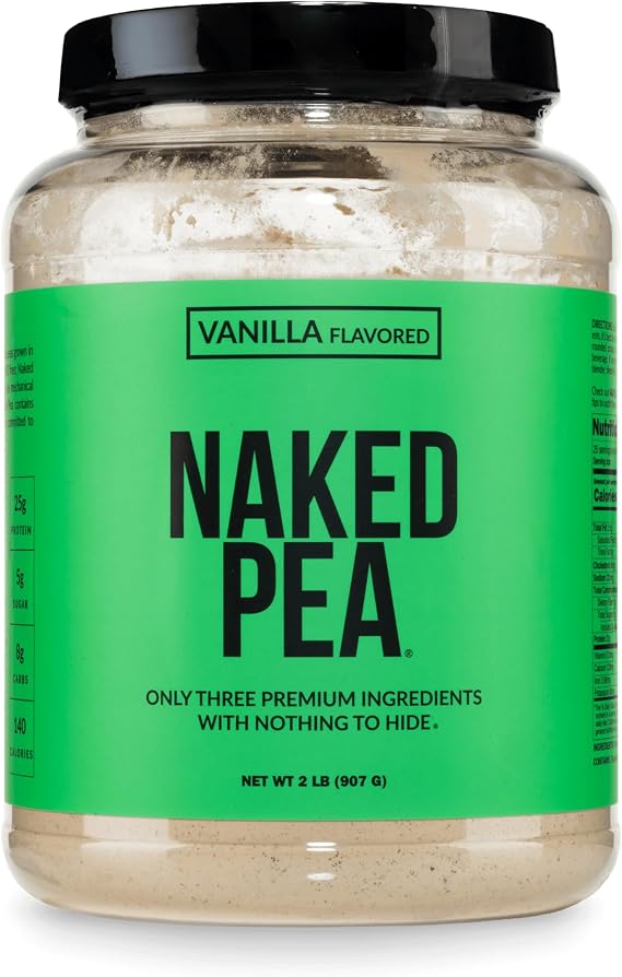 NAKED Vanilla Pea Protein Isolate from North American Farms, Only 3 Ingredients, Vanilla Vegan Protein, NSF Certified, Gluten-Free, Soy Free, GMO Free - 2LB