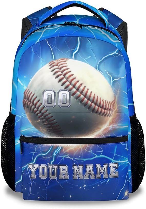 Custom School Backpack for Boys - 17 Inch Baseball Backpacks for Middle School - Lightweight Durable Sports Bookbag for Students