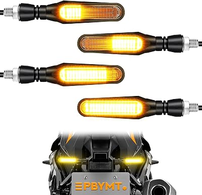 PBYMT Flowing LED Motorcycle Turn Signals 12V Super Bright Universal Sequential Front Rear Turn Signal Lights Waterproof IP67 fit for Harley Honda Yamaha Triumph 2 PCS