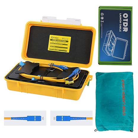 OTDR Launch Cable Box SC-UPC/SC-UPC 1000m 9/125um G652D Single Mode 1310nm 1550nm Fiber Optic Patch Jump Cable Box SM Low Loss Used with OTDR CATV LAN Optic Fiber Elminator