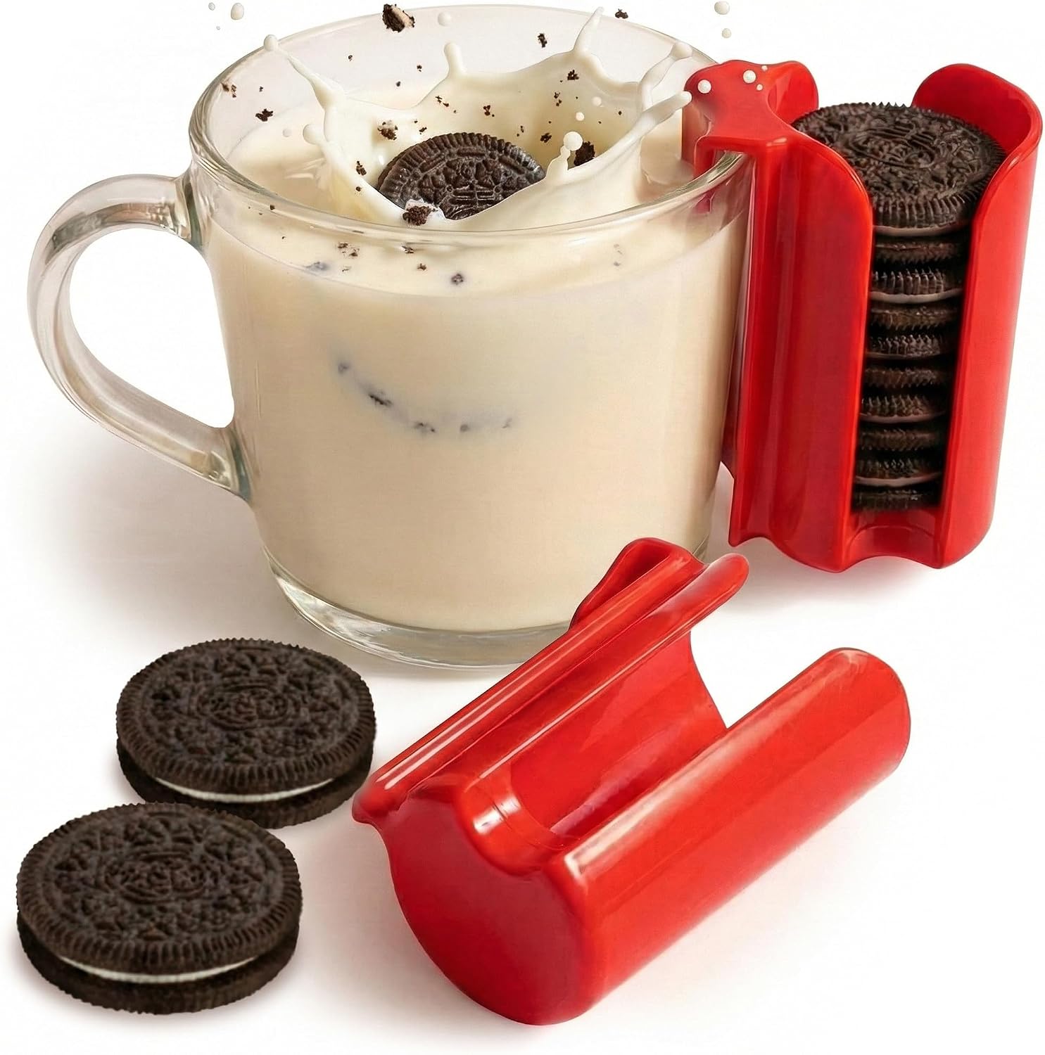 Kitchen Discovery Cup Cookie Holder Cookie Holder for Cup Hooks to Mugs and Milk Glasses to Keep Cookies and Biscuits in Dunking Reach – Cookies Holder, Tea Bag Caddy in Bright Plastic (2)