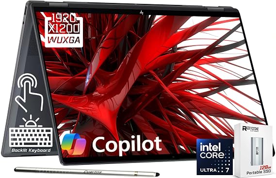 HP OmniBook X Flip 2-in-1 Touchscreen Laptop, 16" 2K AI Copilot+ PC, Intel Evo Platform 8-Core Ultra 7 258V(>Ultra 9 185H), 5MP IR Webcam, Backlit KB, W/Style & 128GB PSD, Win11 Home(16GB|1TB SSD)