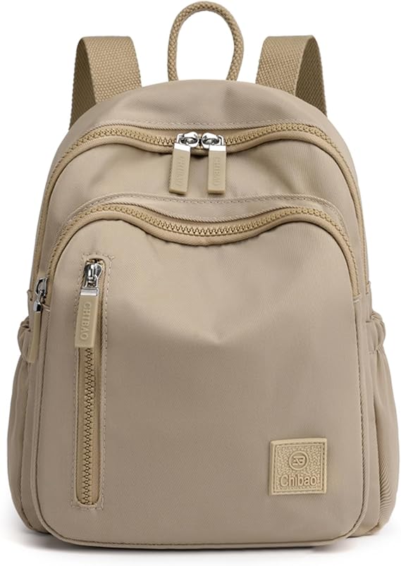 Cute Mini Backpack for Women Nylon Women Small Backpack Purse Kawaii Mini Backpack Small Travel Bag (Khaki)