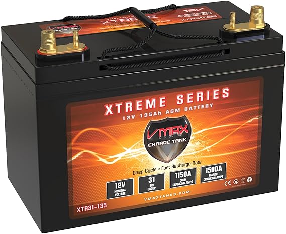 VMAX XTR31-135 Trolling Motor Battery AGM Marine Deep Cycle Group 31 12V 135Ah