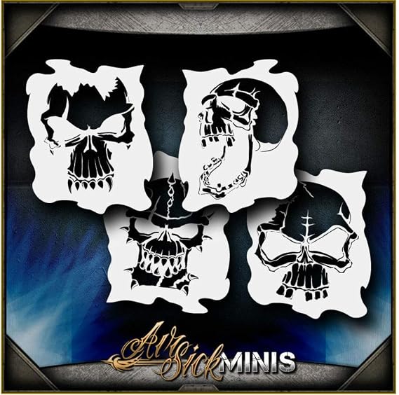 Mini Skulls 1 Set AirSick Airbrush Stencil Template